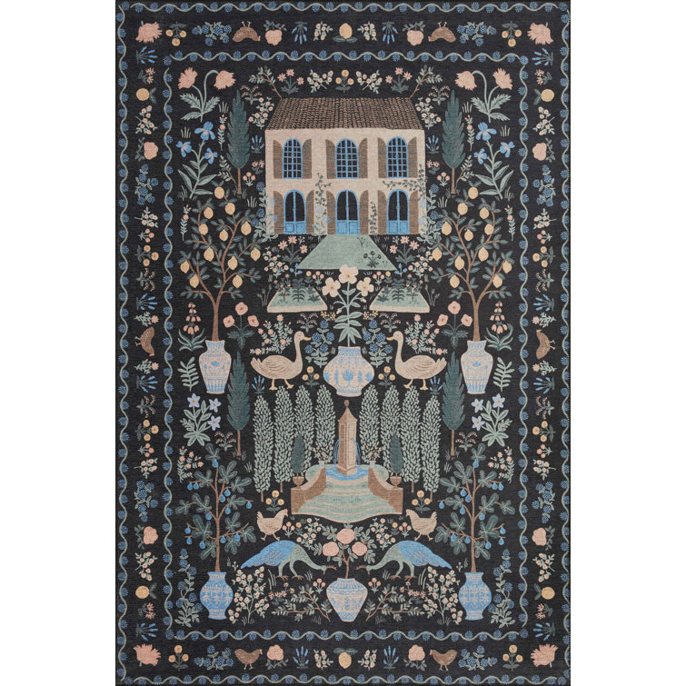 Rifle Paper Co. x Loloi Menagerie MEN03 Camont Black Rug & Reviews